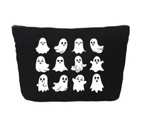 Borsa da toilette di Halloween | Borsa per il trucco fantasma | Organizzatore da viaggio femminile | Tela sostenibile 17x22cm | Borsa cosmetica per la ragazza