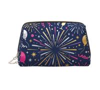 Borsa da toilette di viaggio della borsa di trucco dei fuochi d'artificio | Design a stampa completa con imbottitura interna in spugna e 3 tasche antiscivolo, mantiene i cosmetici ordinatamente