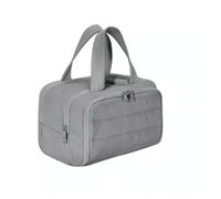 Borsa da Toilette Grande Organizer per Trucchi da Viaggio, 2 Scomparti Verticali Completamente Aperti, Borsa per Cosmetici con Tasca per Liquidi e Spazzole, Tessuto Leggero Ultra Morbido e Desig Grey