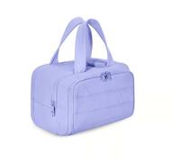 Borsa da Toilette Grande Organizer per Trucchi da Viaggio, 2 Scomparti Verticali Completamente Aperti, Borsa per Cosmetici con Tasca per Liquidi e Spazzole, Tessuto Leggero Ultra Morbido Light purple