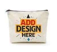Borsa da toilette in lino beige Il tuo collega logo che lascia regali, Beige, Taglia unica