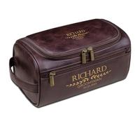 Borsa da toilette in pelle incisa per uomo, kit Dopp con monogramma personalizzato, kit da barba personalizzato per testimoni dello sposo, fidanzato, papà, nonno, compleanno, Natale, festa del papà