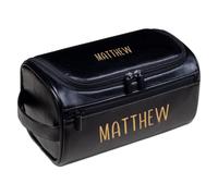 Borsa da toilette in pelle incisa per uomo, kit Dopp da viaggio, borsa da barba personalizzata per papà, nonno, fidanzato, testimoni dello sposo, compleanno, Natale, festa del papà, Nero , Misura
