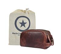 Borsa da toilette in pelle, kit Dopp, King Size by Aaron Leather Gift for Him Her, Crazy Horse Leather 32,3 x 12,5 cm, Noce, 10 x 5 x 5.5 inch, Premium
