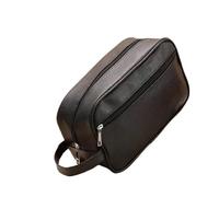 Borsa da toilette in pelle Men Waterproof Travel Toiletries Storage Bag PVC Lychee Pattern Cosmetic Portable Makeup Organiser Male Zipper Handbags(Black)