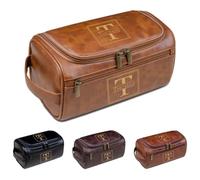 Borsa da toilette in pelle personalizzata da uomo, kit Dopp personalizzato con nome, kit da viaggio per marito, padre, testimoni dello sposo, compleanno, Natale, festa del papà, Marrone chiaro, Misura