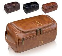 Borsa da toilette in pelle personalizzata per uomo, kit Dopp personalizzato con iniziali, regalo per la festa del papà, matrimonio, compleanno, testimone, nonno, regalo per marito