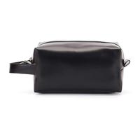 Borsa da toilette in pelle Toiletry Wash Bag Personalised With Gold Monogram Lnitials Black Leather Look For Him Groomsmen Mens Dad Bestman Father Gift(Black)