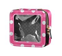 Borsa da toilette in pelle trasparente a pois rosa caldo mini borsa da toilette portatile organizer per le donne