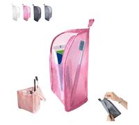 Borsa Da Toilette In Piedi-Organizer Da Viaggio Portatile E Leggero Da Appendere Con Rete EVA E Design Trasparente Resistente All'acqua,Contenitore Per Cosmetici Compatibile Con(Pink)
