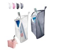 Borsa Da Toilette In Piedi-Organizer Da Viaggio Portatile E Leggero Da Appendere Con Rete EVA E Design Trasparente Resistente All'acqua,Contenitore Per Cosmetici Compatibile Con(Gray+White)
