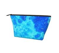 Borsa da toilette Oxford resistente all'acqua Blue Tie Dye, borsa per trucco di grande capacità con cerniera per ragazze Borsa cosmetica di lusso da donna