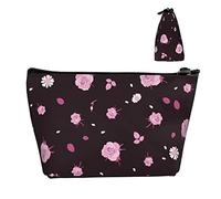 Borsa da toilette Oxford resistente all'acqua Little Pink Rose Floral, borsa per trucco di grande capacità con cerniera per ragazze Borsa cosmetica di lusso da donna