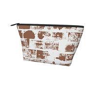 Borsa da toilette Oxford resistente all'acqua Muro di mattoni, borsa per il trucco di grande capacità con cerniera per ragazze Borsa cosmetica di lusso da donna