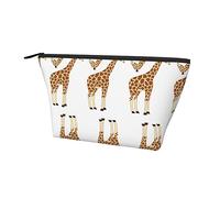 Borsa da toilette Oxford resistente all'acqua Simpatico cartone animato giraffa, borsa per trucco di grande capacità con cerniera per ragazze Borsa cosmetica di lusso da donna