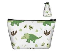 Borsa da toilette Oxford resistente all'acqua Simpatico dinosauro bianco, borsa per trucco di grande capacità con cerniera per ragazze Borsa cosmetica di lusso da donna