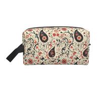 Borsa da toilette per uomo e donna, motivo cachemire, colore nero e rosso, borsa da viaggio per cosmetici, da appendere, per accessori da viaggio