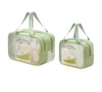 Borsa da Toilette per Uomo, Impermeabile Trousse Trucchi, Materiale in TPU Impermeabile, Separazione tra Asciutto e Umido, Set Composto da Una Borsa Grande e Una Piccola(Green)