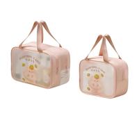 Borsa da Toilette per Uomo, Impermeabile Trousse Trucchi, Materiale in TPU Impermeabile, Separazione tra Asciutto e Umido, Set Composto da Una Borsa Grande e Una Piccola(Pink)