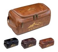 Borsa da toilette personalizzata in pelle PU da uomo, kit Dopp per rasatura personalizzata con monogramma, kit da viaggio per testimoni dello sposo, compleanno, Natale, festa del papà regalo per lui