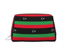 Borsa da toilette portatile da donna con bandiera della Libia, ideale per i viaggi, Argento, Taglia unica, Beauty case