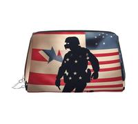 Borsa da toilette portatile da donna con soldati militari americani, per il giorno della commemorazione patriottica, da viaggio, Argento, Taglia unica, Beauty case