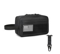 Borsa da toilette tattica da uomo - Kit Dopp MOLLE con separazione asciutto/bagnato, grande capacità, borsa da viaggio impermeabile con toppa americana e clip MOLLE T-Mount (nero)