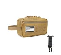 Borsa da toilette tattica da uomo - Kit Dopp MOLLE con separazione asciutto/bagnato, grande capacità, borsa da barba da viaggio resistente all'acqua, con toppa americana e clip MOLLE per montaggio a T