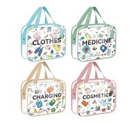 Borsa da toilette trasparente | 4 pezzi rimbalzo cerniera impermeabile | Borsa da toilette organizzata | Conservazione di cosmetici Skincare Valigetta da viaggio affari aereo