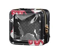 Borsa da toilette trasparente con cane americano bianco carino cartone animato borsa da toilette con cerniera piccola borsa cosmetica per borsa da viaggio