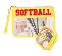 Borsa da toilette trasparente, in PVC, trasparente, impermeabile, per spiaggia, per donne e ragazze in viaggio, giallo., 2pcs, 1