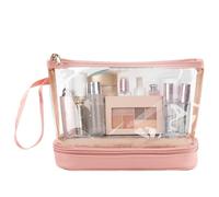 Borsa da toilette trasparente - Portatile cancella la borsa cosmetica Organizzatore di trucco per esterni, viaggi su strada con funzione impermeabile, custodia per viaggi, leggero to, rosa, Se référer