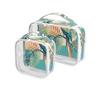 Borsa da toilette verde pappagallo tropicale che appende la borsa trasparente approvata TSA per il trucco piccolo aeroporto conforme alle compagnie aeree