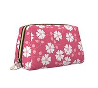 Borsa da toilette versatile portatile con stampa di fiori rosa borsa cosmetica di grande capacità per le donne, bianco, Taglia unica, Beauty case