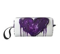 Borsa da toilette viola con stampa amore per le donne formato da viaggio carino borsa da viaggio borsa da trucco borsa organizer, bianco, Taglia unica