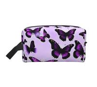 Borsa da toilette viola con stampa di farfalle per uomo borsa da toilette da viaggio, borsa cosmetica spaziosa per le donne, bianco, Taglia unica