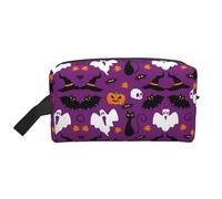 Borsa da toilette viola con stampa horror di Halloween per gli uomini borsa da toilette da viaggio, borsa cosmetica spaziosa per le donne, bianco, Taglia unica