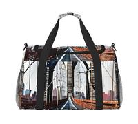 Borsa da trasporto a mano con stampa a ponte di Brooklyn di grande capacità, da donna, pieghevole, per viaggi in aereo