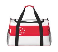 Borsa da trasporto a mano con stampa di bandiera di Singapore di grande capacità per le donne pieghevole Carry On Tote per viaggi in aereo