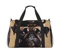 Borsa da trasporto a mano con stampa di cani carlino di grande capacità per le donne borsa pieghevole da viaggio in aereo