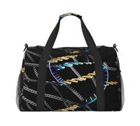 Borsa da trasporto a mano con stampa di foto con catena DNA, grande capacità, da donna, pieghevole, per viaggi in aereo
