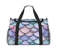 Borsa da trasporto a mano con stampa di sirena, colore rosso e viola, per uso quotidiano, grande capacità, per gite del fine settimana