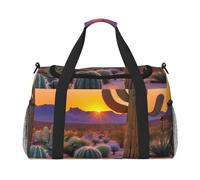 Borsa da trasporto a mano con stampa di tramonti nel deserto di cactus, grande capacità, da donna, pieghevole, per viaggi in aereo
