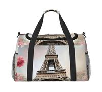 Borsa da trasporto a mano con stampa floreale Parigi Torre Eiffel per uso quotidiano essenziale per viaggi nel fine settimana