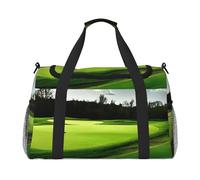 Borsa da trasporto a mano con stampa verde campo da golf di grande capacità per le donne pieghevole Carry On Tote per viaggi in aereo