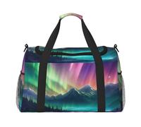 Borsa da trasporto a mano di grande capacità con stampa Dark Northern Lights per donne pieghevole Carry On Tote per viaggi in aereo