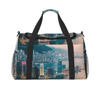 Borsa da trasporto a mano di grande capacità con stampa di Hong Kong per le donne pieghevole Carry On Tote per viaggi in aereo