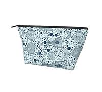 Borsa da trasporto con cerniera Borsa da trucco cosmetica azzurra con pesce simpatico cartone animato, resistente borsa portaoggetti da toilette per monete con matita Oxford per donne ragazze