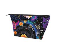 Borsa da trasporto con cerniera Borsa da trucco cosmetica con dinosauro psichedelico astratto Spazio esterno Borsa portaoggetti da toilette per monete Oxford resistente per donne e ragazze