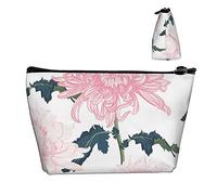 Borsa da trasporto con cerniera Borsa da trucco cosmetica rosa con motivo a margherita di arte cinese, borsa portaoggetti da toilette per monete resistente a matita Oxford per donne ragazze